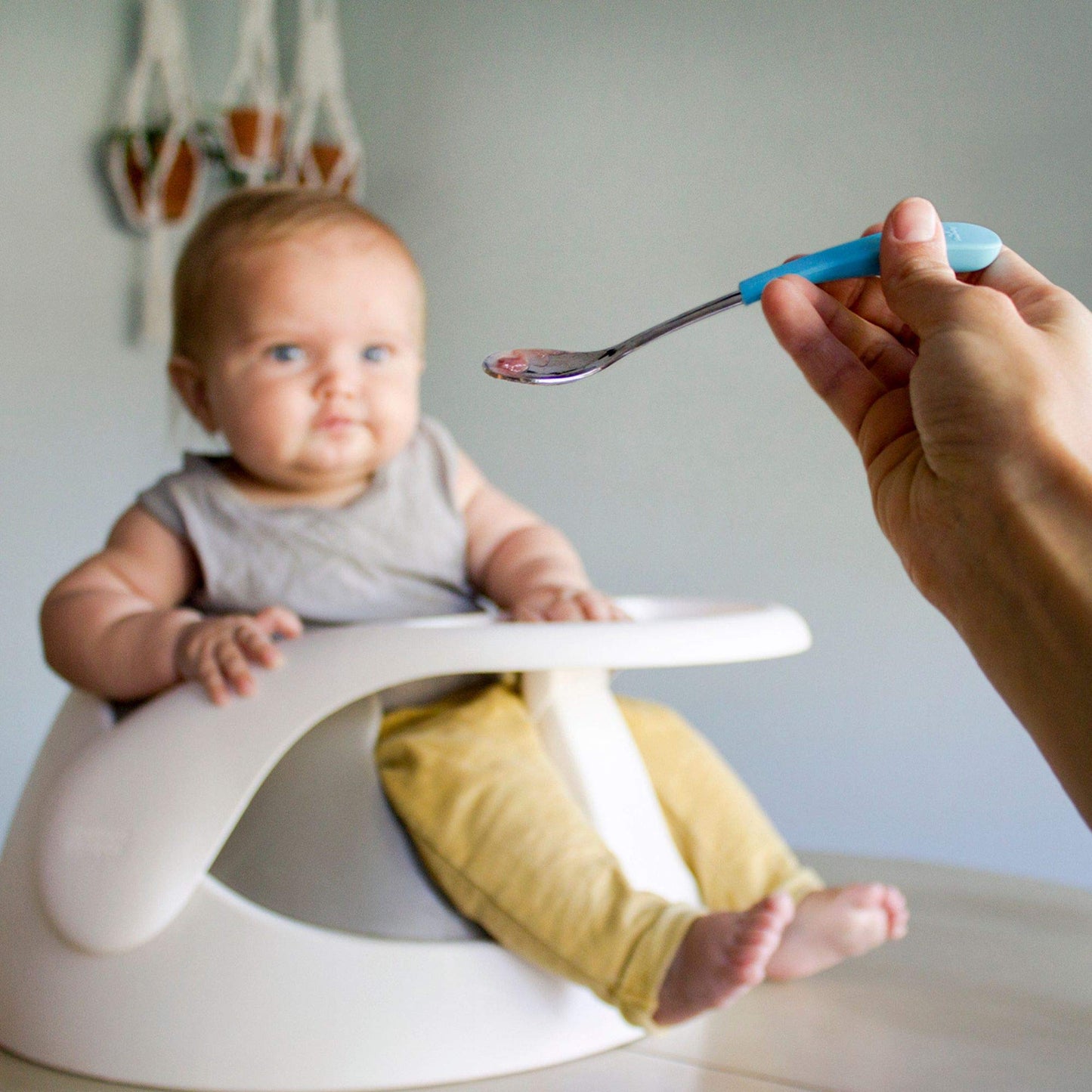 Avanchy Infant Baby Spoons Stainless Steel and Silicone Set, Self Feeding Food Utensils, 4 Months Baby Led Weaning, 2 Pack, Green
