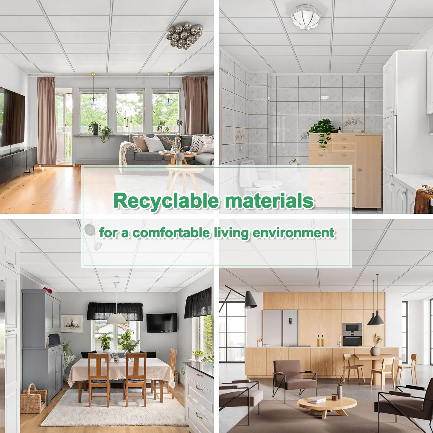 Gigrwiin Smooth White Drop Ceiling Tile 2ft x 4ft, Ceiling Panel 24 x 48in – Waterproof, Washable and Fire-Rated - to Prevent Breakage-Cover 80 Sq. Ft-Package of 10 Tiles