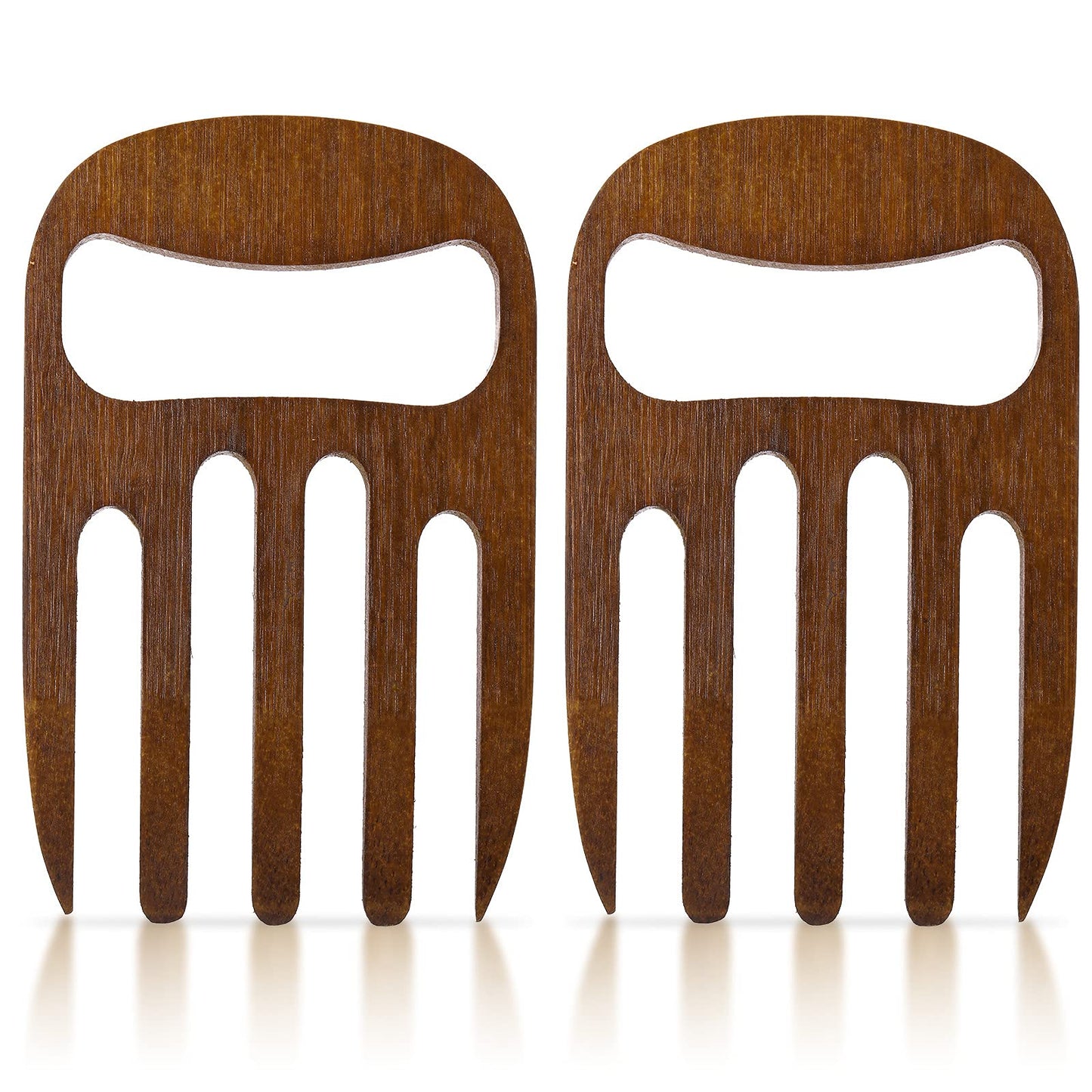 Patelai 2 Pieces Bamboo Salad Hands, Salad Servers Bamboo Serving Hands Latest Gripper Design Salad Claws Set for Serving Salad, Pasta, Fruit on Your Kitchen Counter, 6 Inches (Coffee)