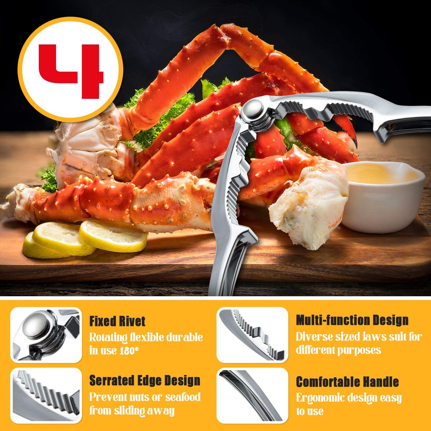 12Pcs Crab Crackers and Tools, Nut Crackers for King Crab Legs, Stainless Steel Seafood Tools Set Cracker Lobster Cracker Crabs Crackes Sets Nut Cracke Tools