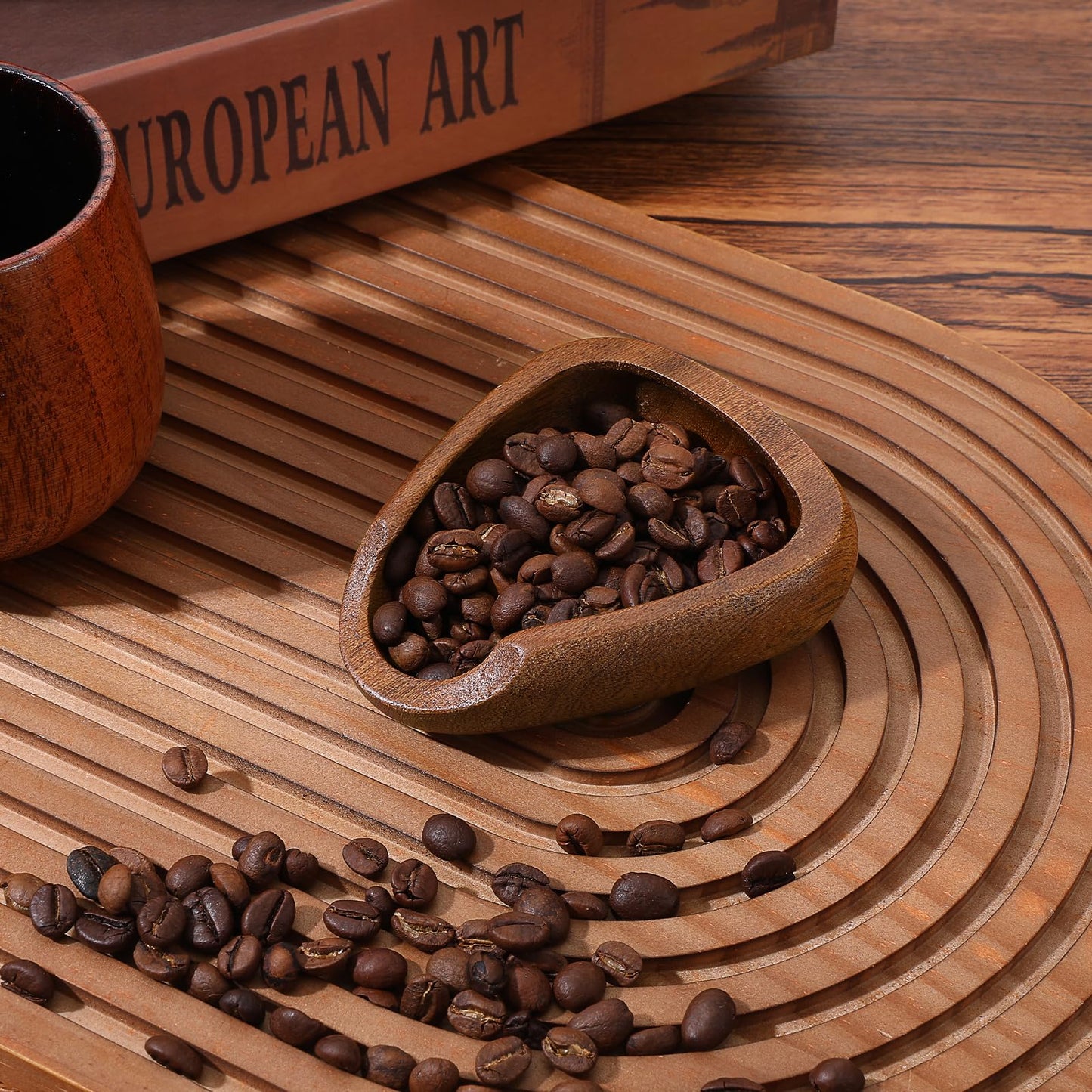 Coffee Bean Dosing Cup, Walnut Wood Espresso Accessories, Single Tray, Wood Measuring Cups, Measuring Tool for Tea Enthusiasts, Bar Use, Camping Gym & Home Use, Static Reduction Precise Measuring