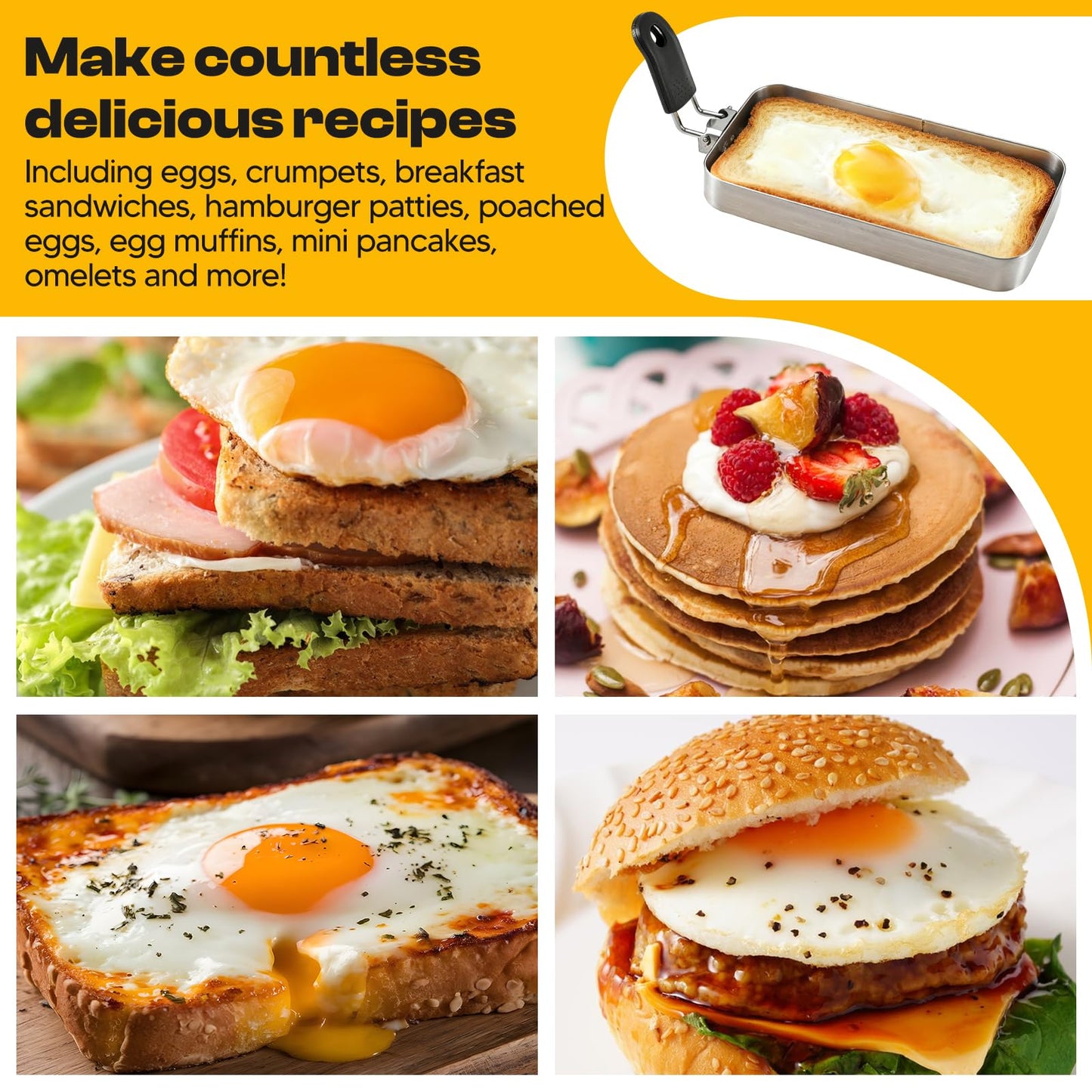 KiBcsLic Egg Griddle Cooking for Griddle Pan Muffin Omelette Rectangle, 15X6.5CM