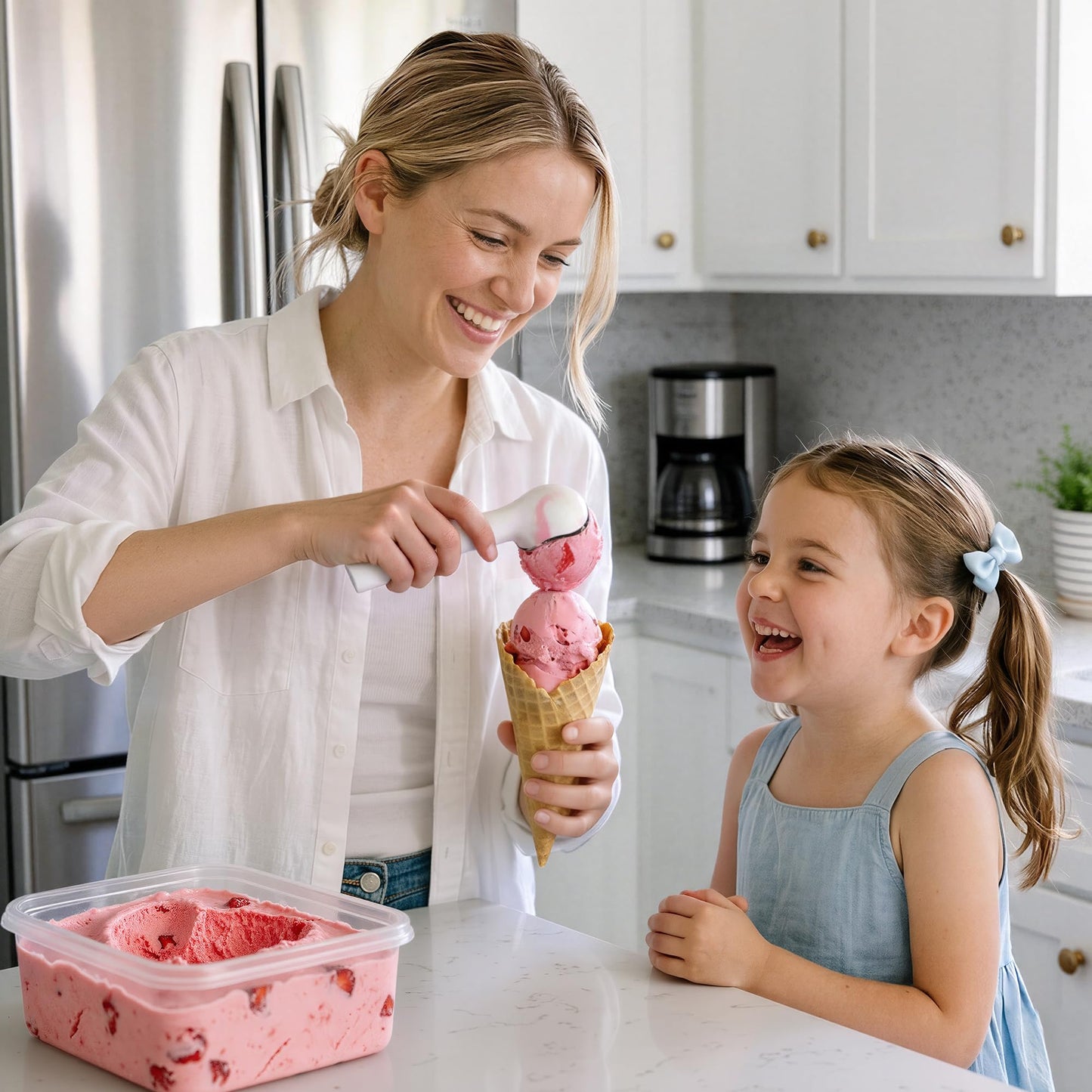 SMARTAKE Heated Ice Cream Scoop, Self Warming to 158°F for Hard Ice Cream, Rechargeable Electric Ice Cream Scoop with On/Off Button, Heat-Proof Shell, 2oz Large Spoon, LED Display, 2600mAh, White