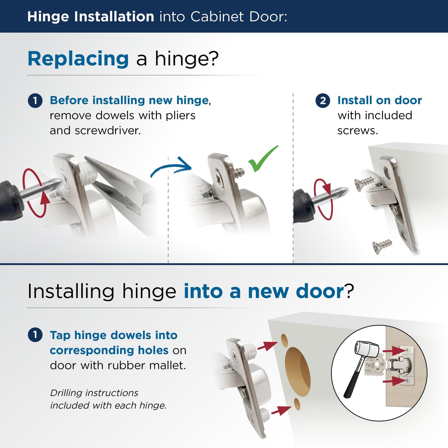 Amerock 2 Pack 1/2 inch Overlay Soft-Closing Euro Concealed Hinge for Face Frame Cabinet, 105-degree Opening Angle with 3-Way adjustability