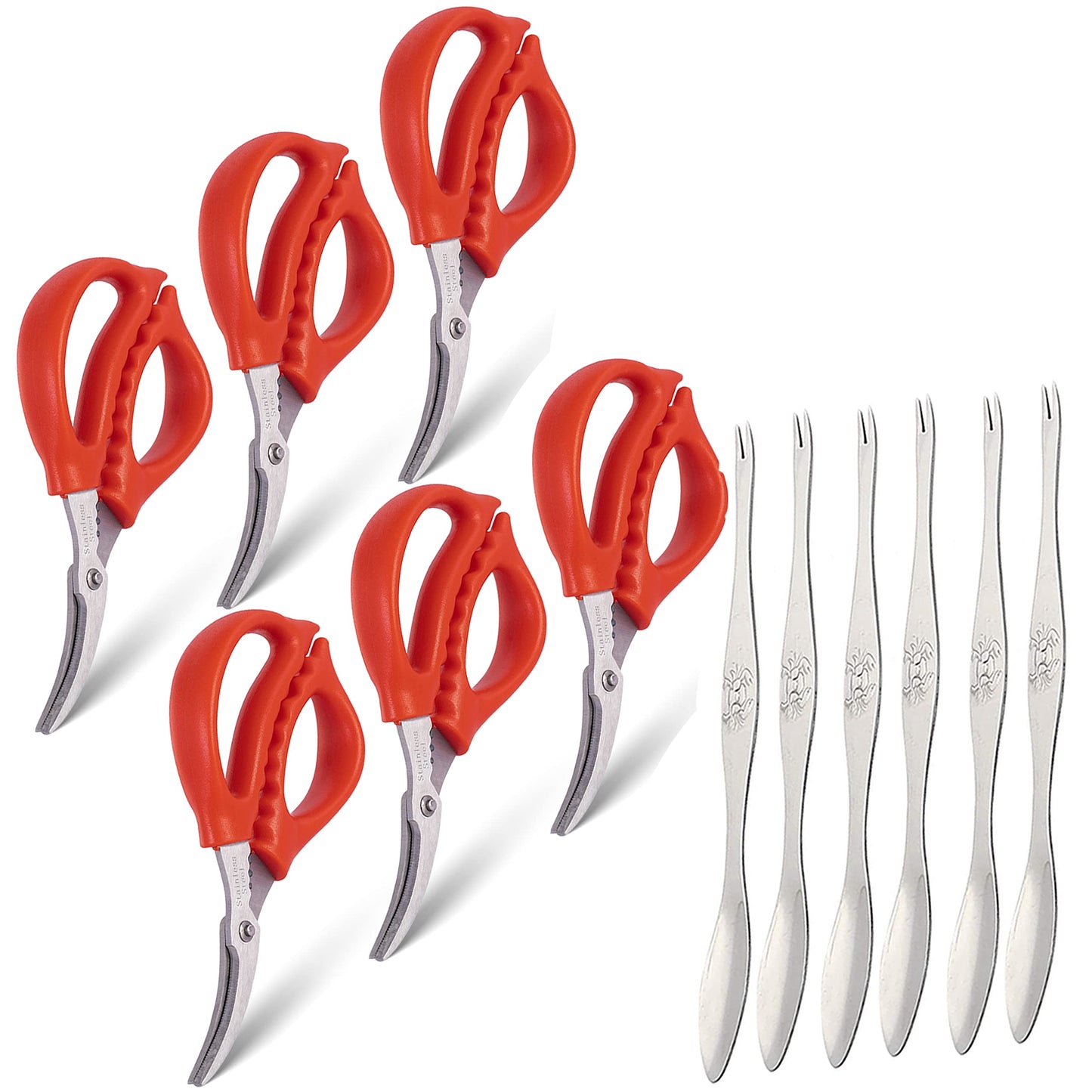 Crab Crackers and Seafood Forks Set - 12 Piece Stainless Steel Crab Leg Crackers with Picks for Lobster and Shellfish