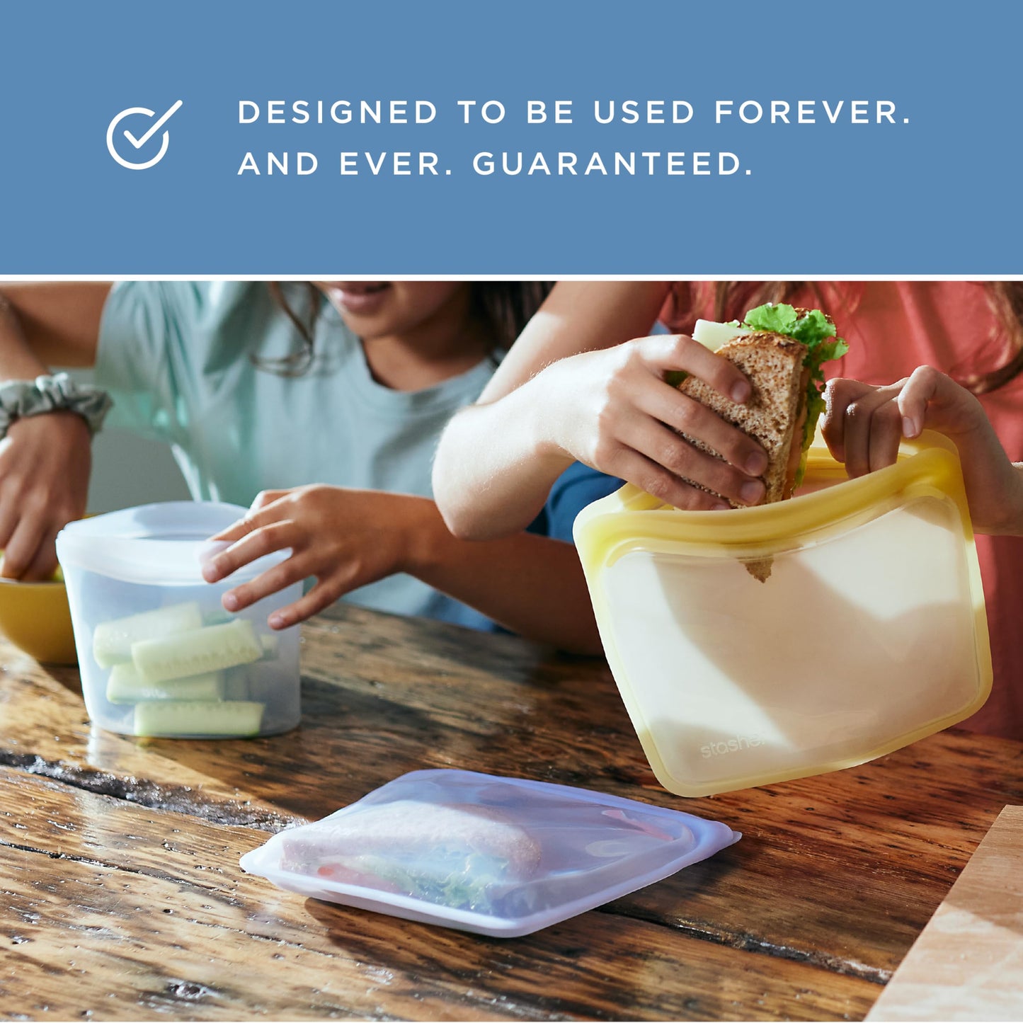 Stasher Silicone Reusable Storage Bag, Quart Bag, Reusable Freezer Bags, Microwave, Dishwasher, Oven Safe, Sous Vide, Eco Friendly, Lunch Container, Food-safe Silicone Snack Bags, 64 oz, Clear