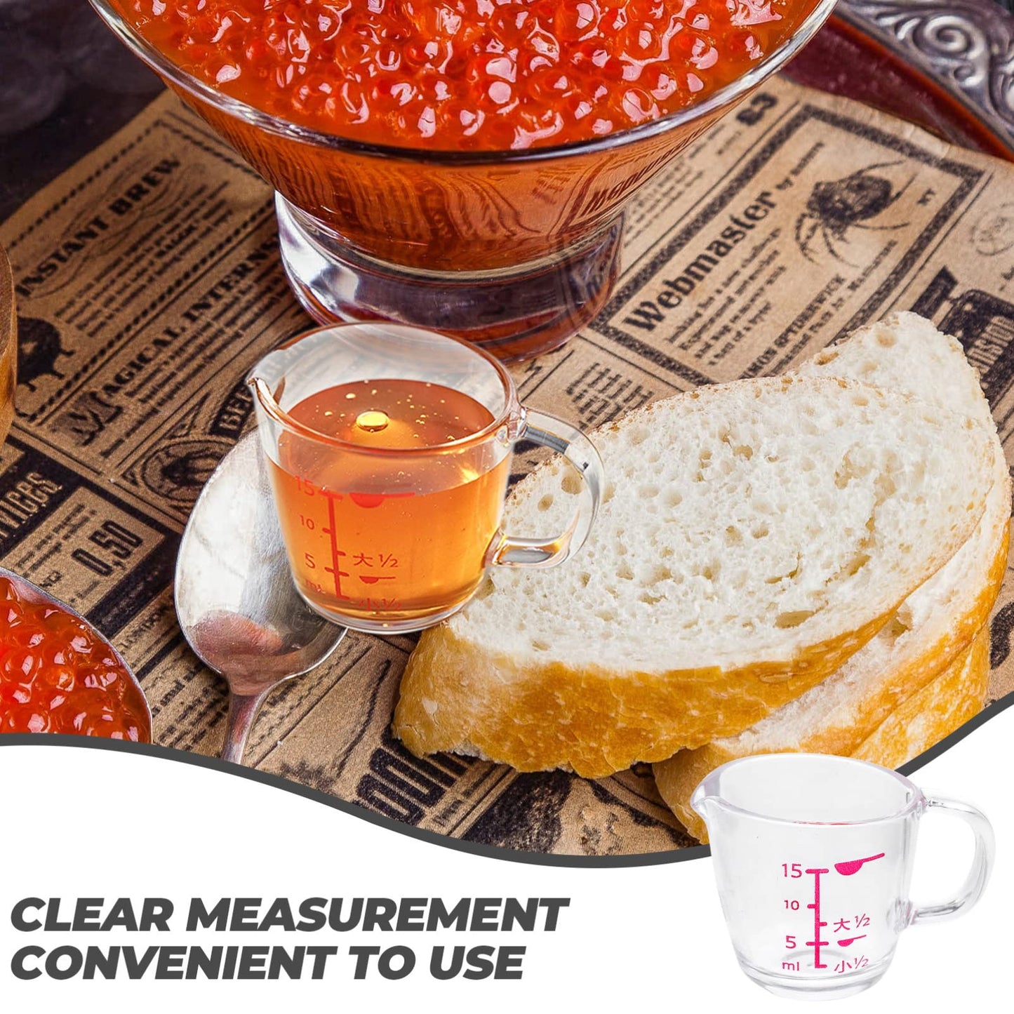 Kichvoe Small Measuring Cup with Scale 0.5Oz Plastic Graduated Liquid Measuring Cups Set of 2 for Kitchen Milk Cooking and Baking