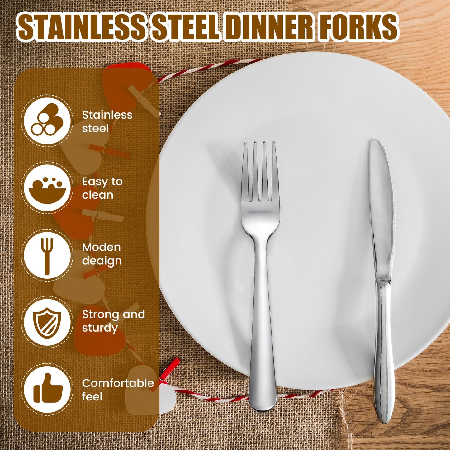 Syhood 300 Pcs Stainless Steel Dinner Forks Set 8 Inch Bulk Metal Forks Restaurant Silverware Mirror Polished Salad Dessert Utensils for Home Hotel Kitchen Event Supplies