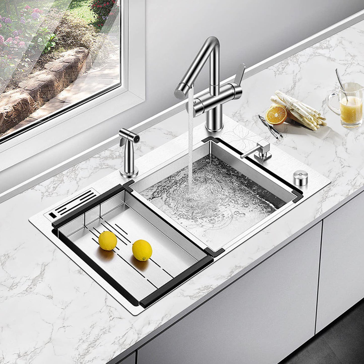 practicalWs Marble Paper Granite Gray/White Roll Kitchen Countertop Cabinet Furniture is Renovated Thick PVC Easy to Remove 17.71" x 393.7"