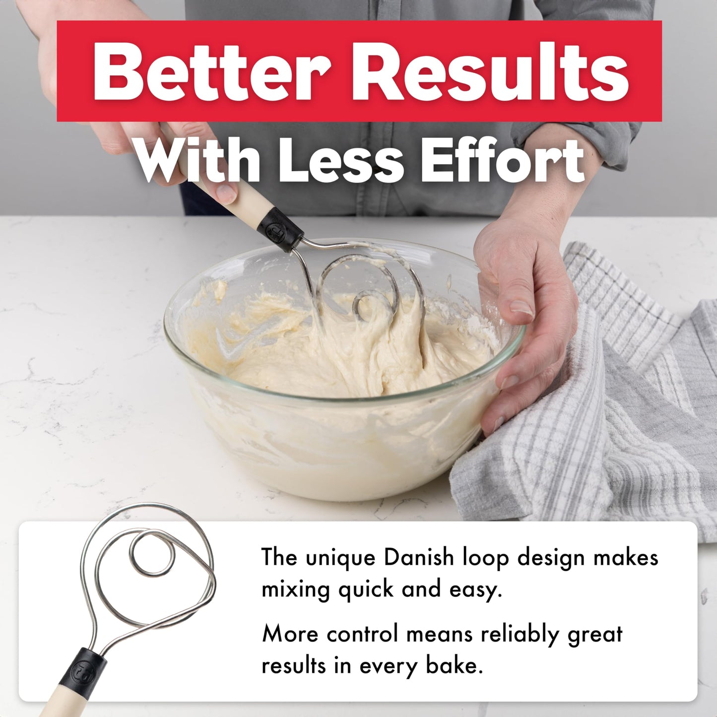Brod & Taylor Dough Whisk - Heavy Duty Dishwasher-Safe Mixing Tool