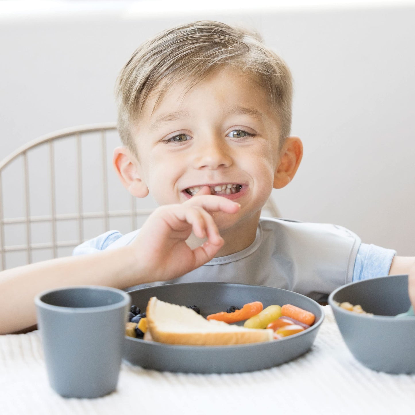 Tiny Twinkle Tableware 3 Pack Dish Set- BPA-Free Cups, Plates and Bowls Sets for Kids and Toddlers - Polypropylene Plastic Dinnerware Set (Plates - Grey, Pistachio, Tan)
