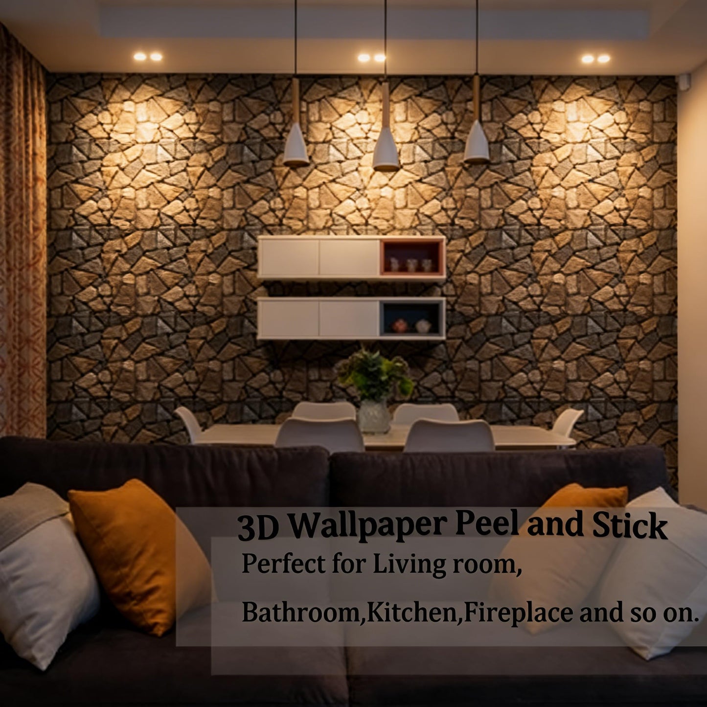 szgwtk 3D Self Adhesive Wall Panels,10 Pcs 3D Faux Brick Wall Panels -11.8"X11.8",PVC Tiles Backsplash DIY Brick Wallpaper Tile for Bedroom, Living Room, Kitchen, Fireplace