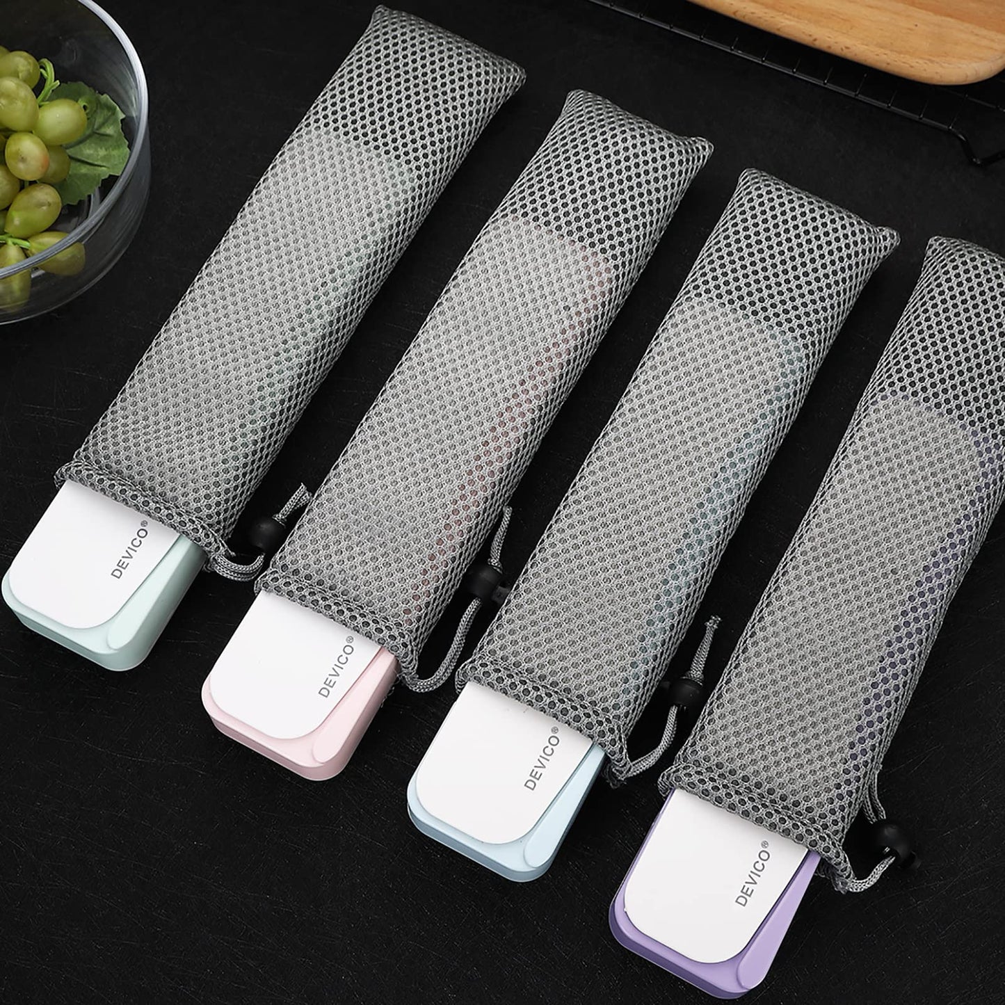 DEVICO Travel Utensils, 18/8 Stainless Steel 4pcs Cutlery Set Portable Camp Reusable Flatware Silverware, Include Fork Spoon Chopsticks with Case (Pink)