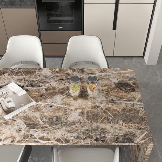 JSEVEM 16"×394" Thick Brown White Marble Wallpaper Peel and Stick Waterproof Brown Marble Contact Paper Vinyl DIY Faux Granite Furniture Tile Stickers for Kitchen Bedroom Walls Bathroom Countertops