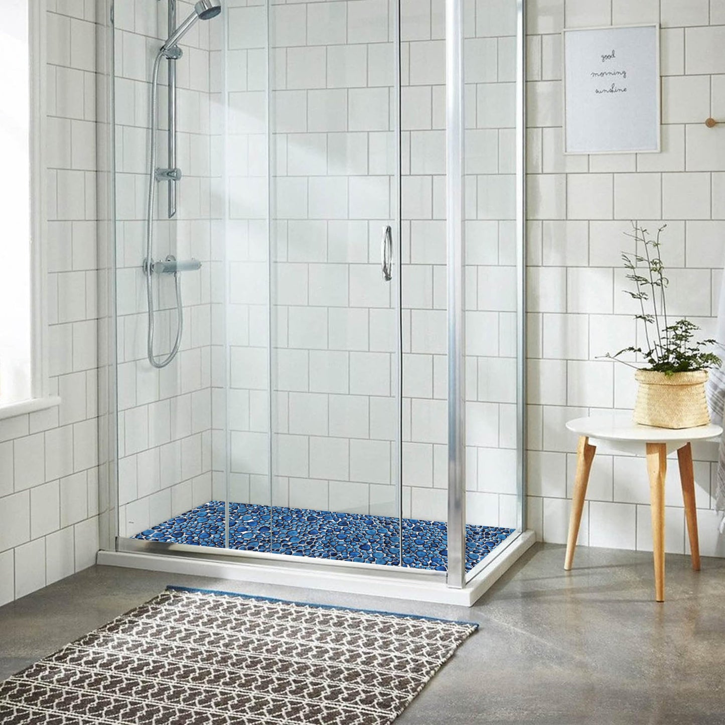 Elephantile Cobalt Blue Pebble Tiles for Shower Floor Bathroom Floor Wall Mosaic Tile [Set of 5 Sheets]