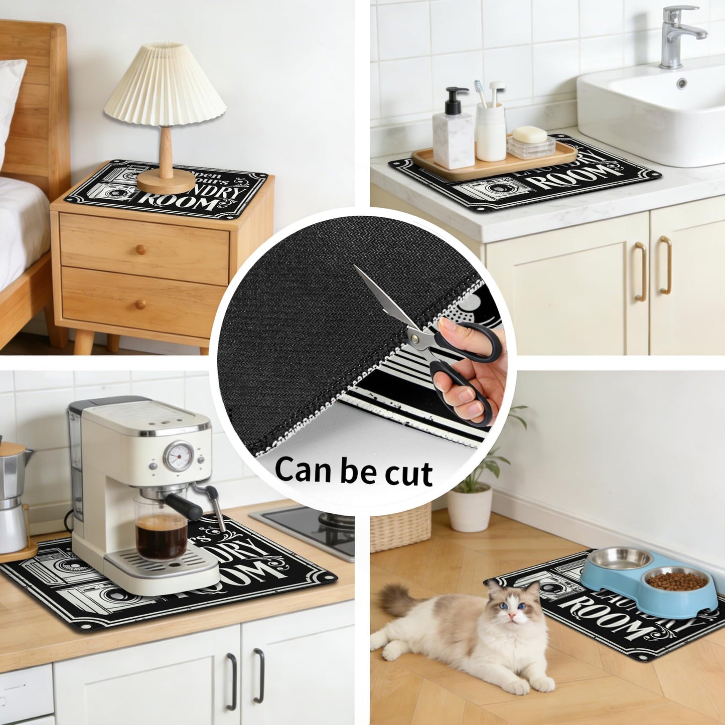Funny Laundry Washer Dryer Topper, Black Washer and Dryer Covers for The Top, Home Decor, Washing Machine Mat 23.5" x 19.6"
