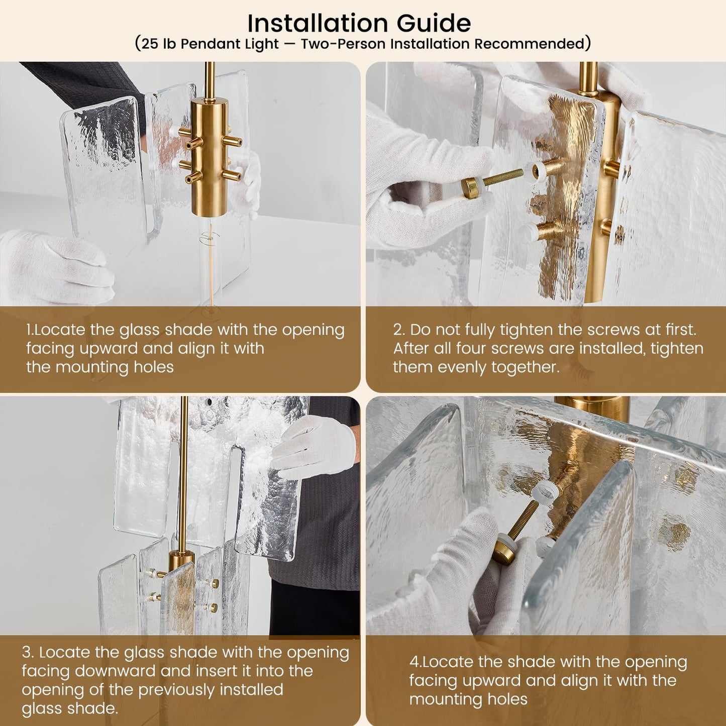 SYBDZSWJ Modern Large 12 in Brass Water Ripple Glass Kitchen Island Pendant Light Fixtures, Glass Island Pendant Lights, for Bedroom, Foyer, Entryway, and Dining Room, Bulbs Included