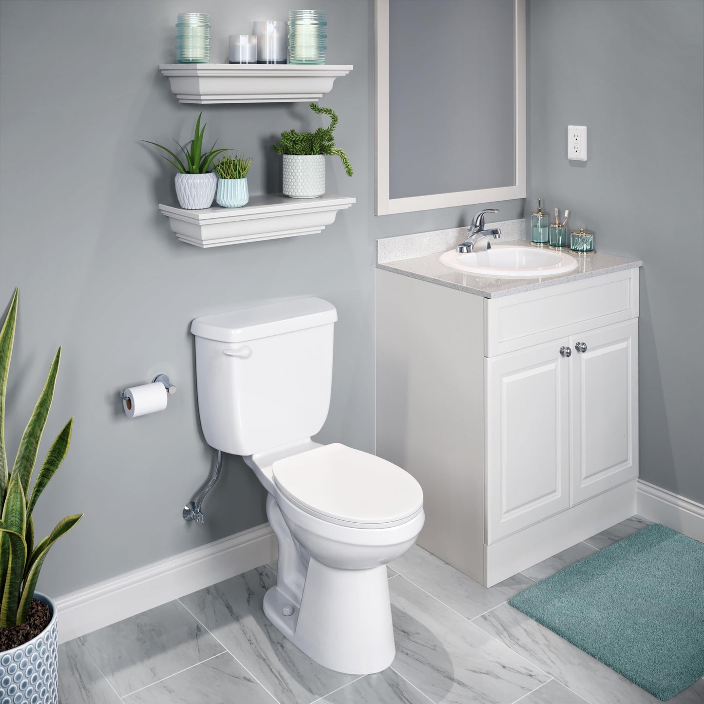 PROFLO PF194R Rockaway 19" Circular Vitreous China Drop In Bathroom Sink with Overflow and 3 Faucet Holes at 4" Centers - White