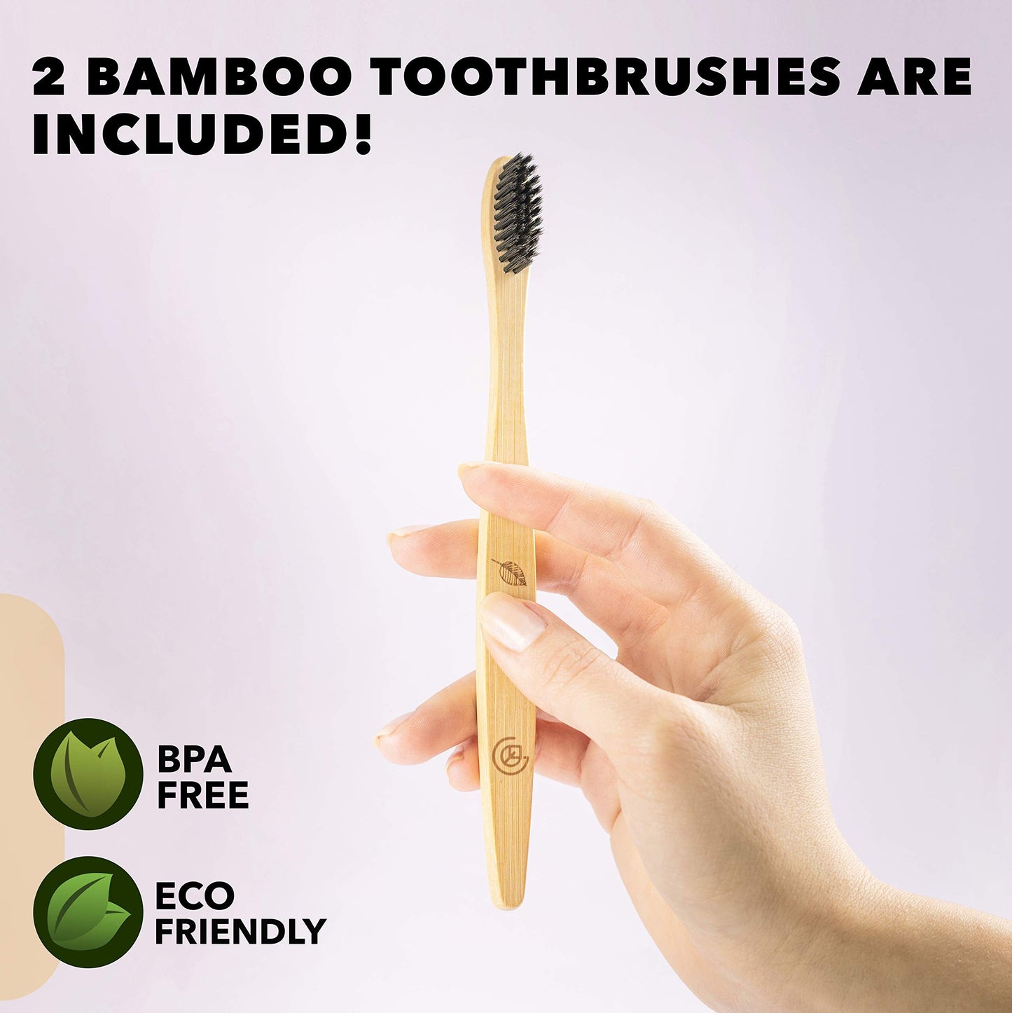 GREENZLA 2-Pack Bamboo Utensils Set - Bonus Pair of Bamboo Toothbrushes - Straw, Spoon, Fork, Knife, Teaspoon, Chopsticks, Brush & 2 Storage Bags - Reusable Cutlery Set