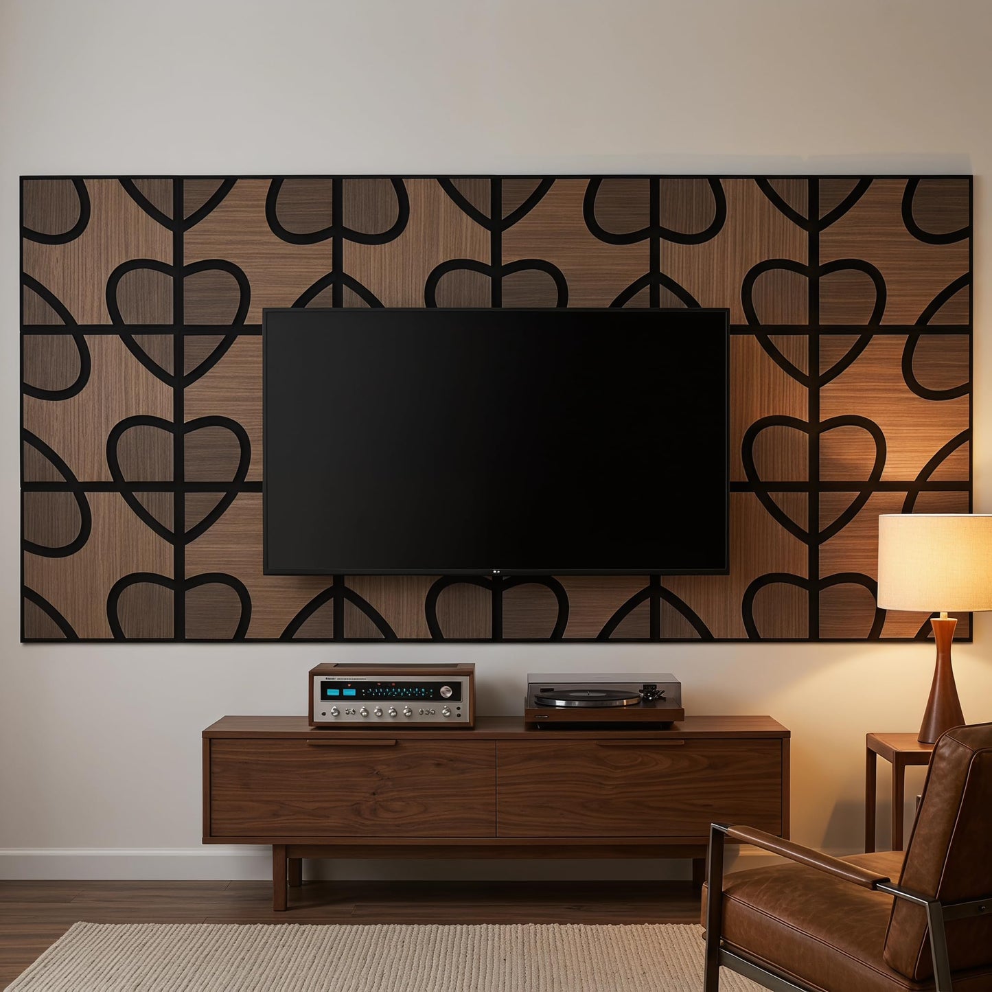 TREKATL AUTO Acoustic Wood Slat Panels, 3D Fluted Wood Panel Sound Absorbing Panel for Bedroom, Office, Interior Decor, 12Pack 11.8"x11.8" (11.6ft²) Soundproof Panels, Bean & Heart Black Oak