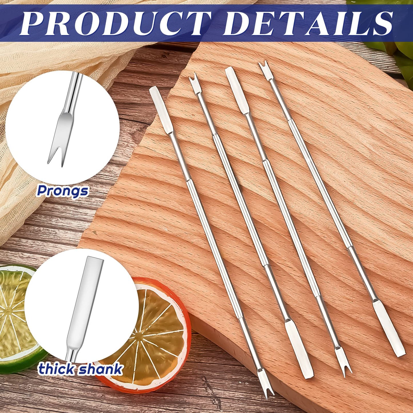 Yaomiao 100 Pcs Stainless Steel Seafood Forks Set Silver 6.8 Inch Crab Forks Seafood Tools Crab Legs Utensils Picks for Eating Lobster Leg Shrimp