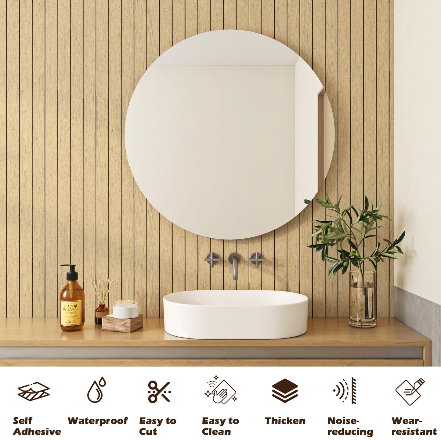 Stickyart Natural Wood Panels for Wall 23.6"X 196.8" Peel and Stick 3D Slat Wall Panel Light Wood Slat Wallpaper Self Adhesive Flexible Walls Paneling PVC Thick Waterproof for Ceiling Interior Walls