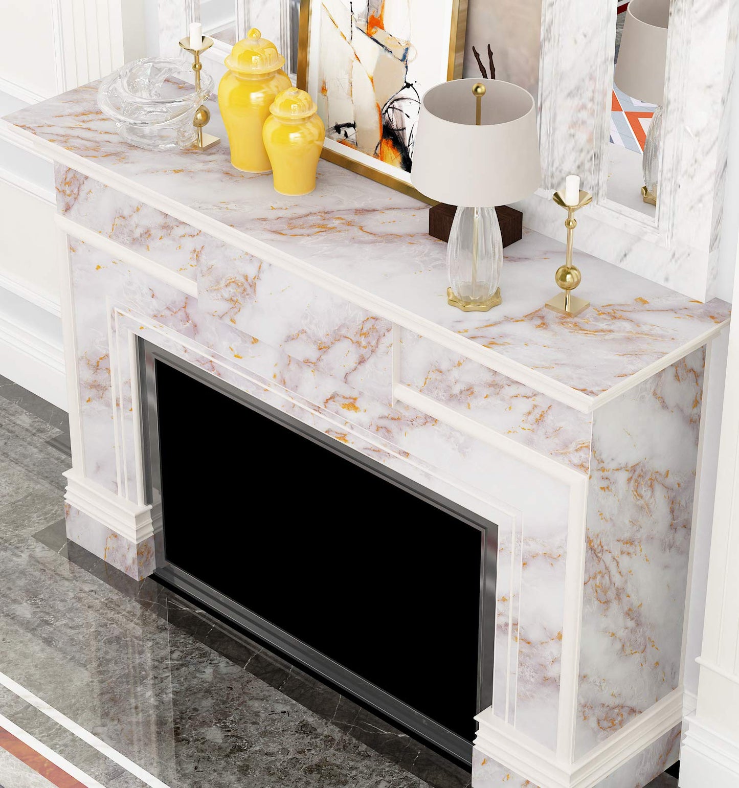Livelynine Gold Marble Contact Paper Peel and Stick Countertops for Kitchen Table Desk Counter Top Covers Self Adhesive Wallpaper for Bathroom Sink Removable Waterproof 15.8x78.8 Inch