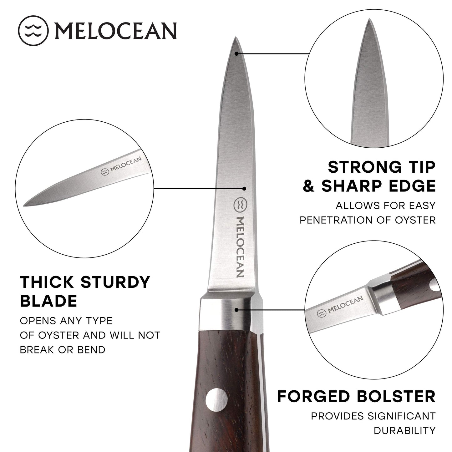 Melocean Oyster Shucking Knife and Gloves Set - Premium Oyster Knife and Shucking Gloves Kit - Professional Clam Shucker Opener Tool in Lovely Box - Bonus Ebook and Brochure Included