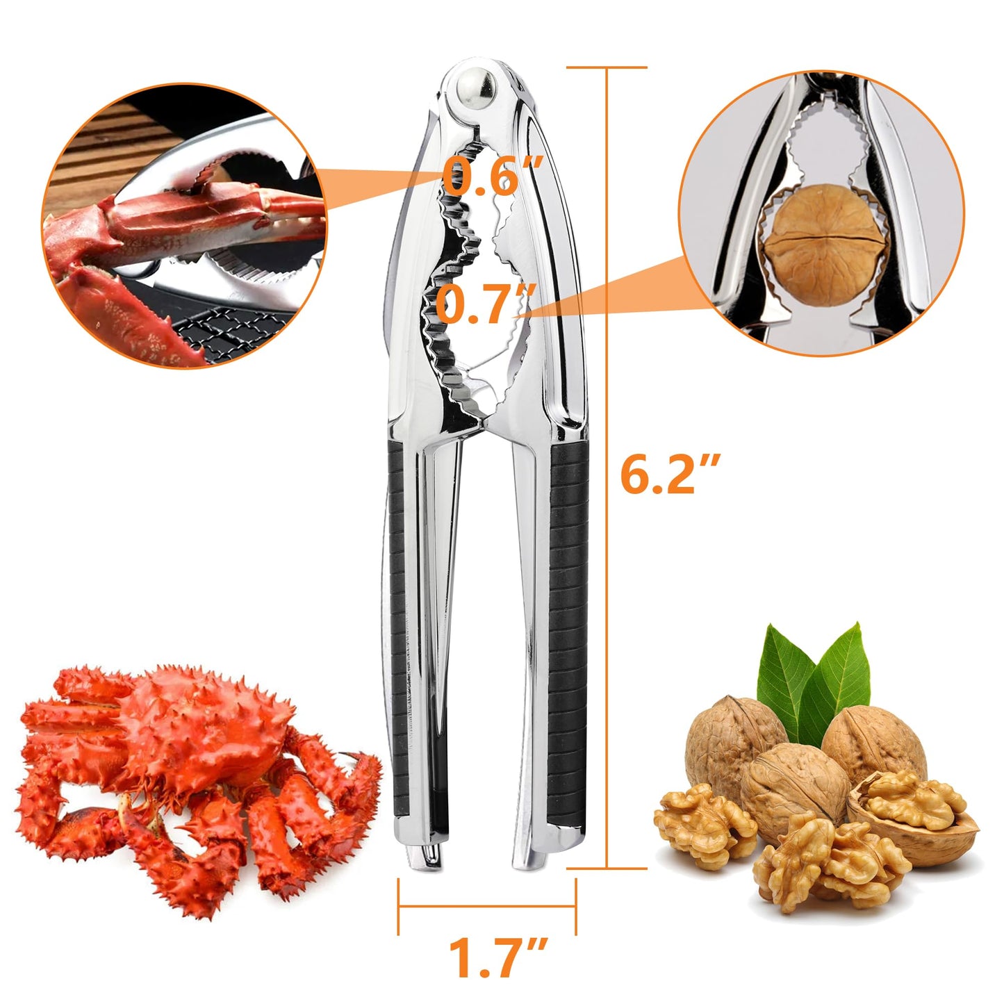 Bougraite Crab Crackers and Tools, 3 Pcs Crab Crackers with Non-slip Handle, Lobster Crackers and Tools, Seafood Tools Set, Nut Cracker Set, Home Restaurant Kitchen Tools, Black