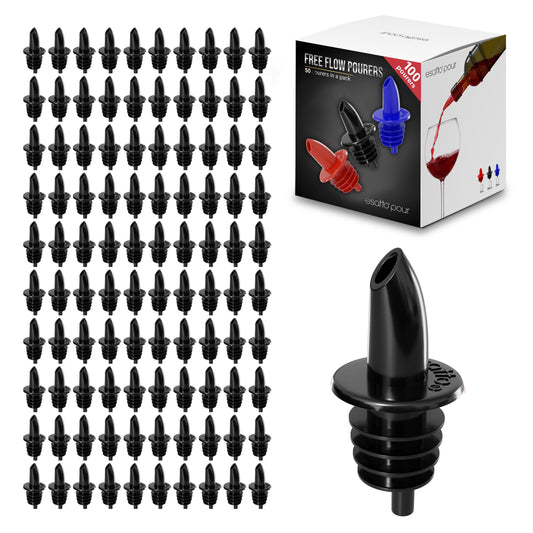 Esatto 100 Piece Plastic Bottle Pourer - Versatile Drink and Alcohol Pourer Spout - Easy Install, Durable, Professional Bar Tool
