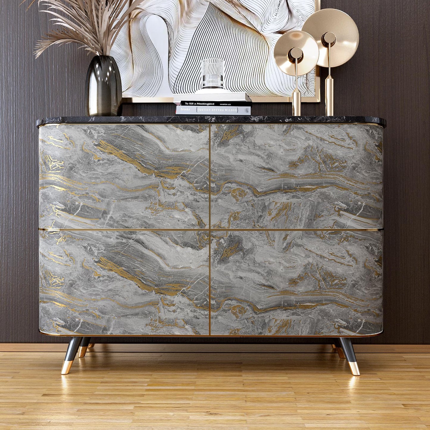 VaryPaper 15.7''x78.7'' Matte Marble Countertop Contact Paper Waterproof Grey Marble Wallpaper Peel and Stick Counter Top Covers for Kitchen Removable Self Adhesive Marble Vinyl for Table Desk Shelves