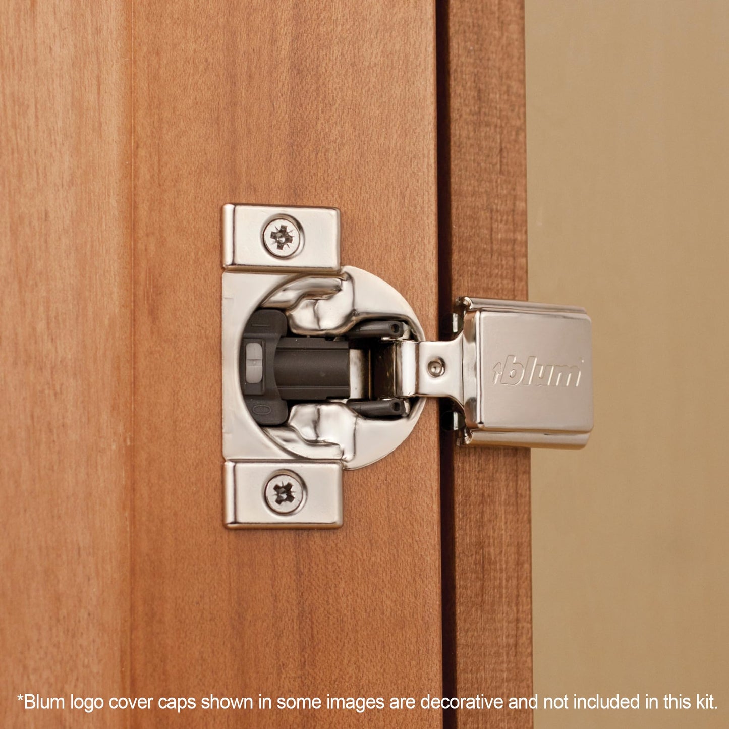 Blum Compact BLUMOTION Hinge (3 Kits), 1/2" Overlay, 105° Opening Angle, Steel, Integrated Soft-Close Hinges for Face Frame Cabinets