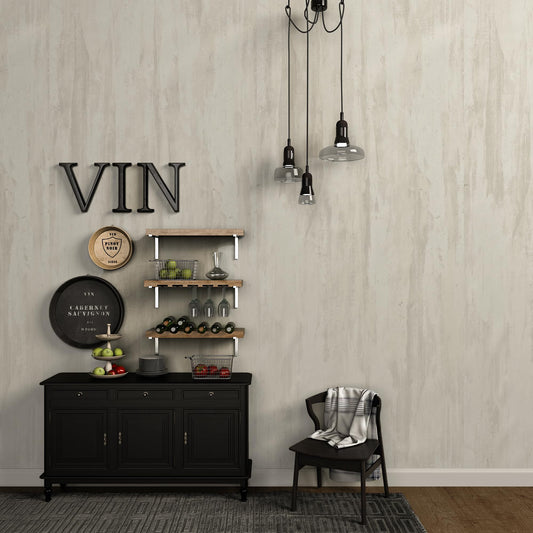 48x197inch Extra Wide Ivory White Concrete Wallpaper Peel and Stick White Grey Stained Plaster Effect Contact Paper Matte Thick Self-adhesive Waterproof Furniture Sticker Modern Industrial Style