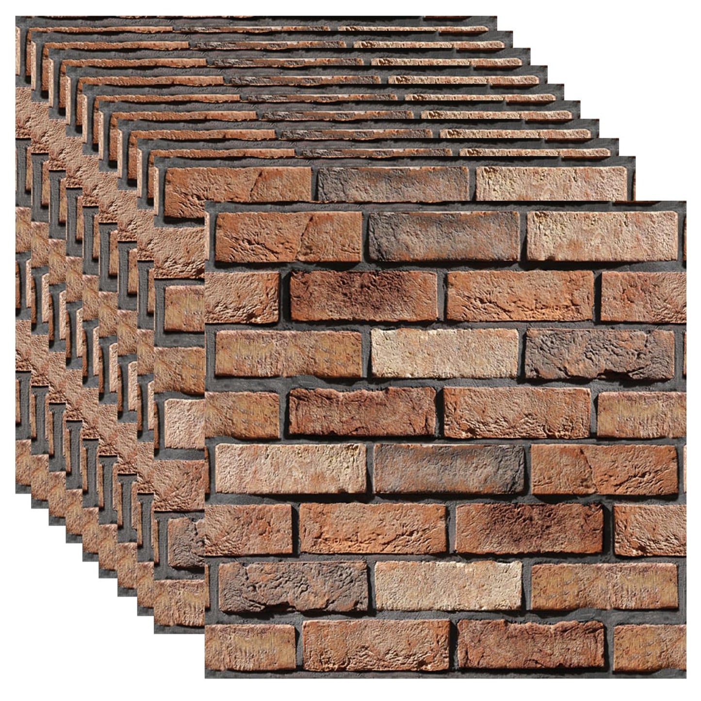 Veczom 3D Wall Panels Peel and Stick - 10 Pack Brick Textured PVC Panels, Waterproof Self-Adhesive Wall Tiles for Accent Walls, Kitchen, Bathroom, Bedroom & Office Decor