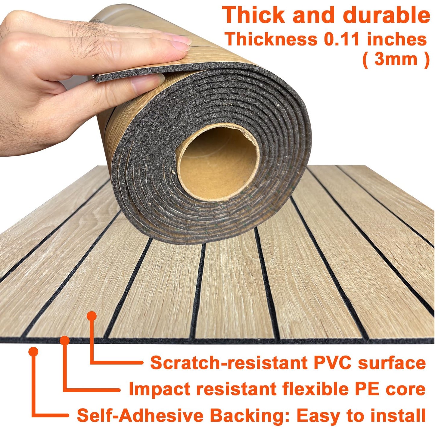 YU LI 3DH Peel and Stick PVC Slat Wall Panel 236"x15.75" Self-Adhesive Thick Faux Oak Wood Grain Wallpaper Panel 3D Soundproof Wall Panels for Walls & Ceilings
