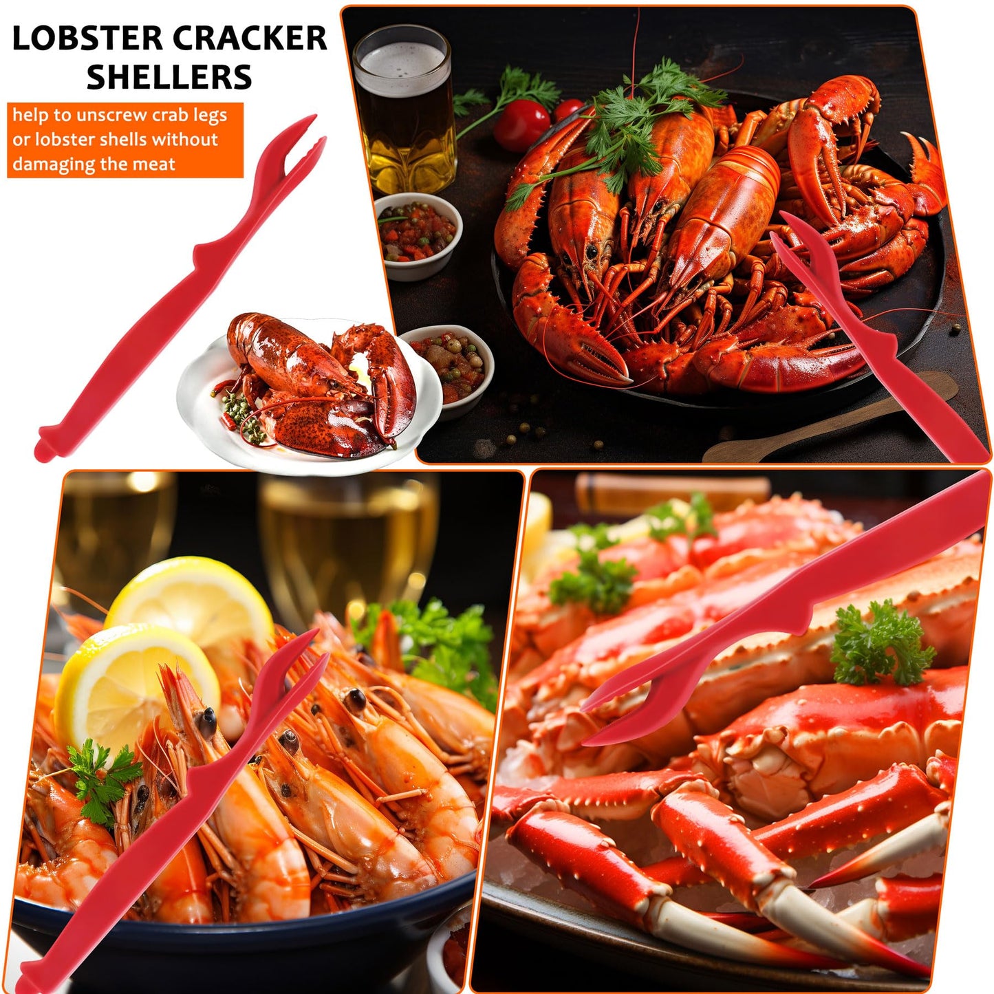Seafood Crab Crackers and Tools, 21 Pcs Crab Leg Crackers, Nut Cracker Set, Seafood Tools Include 5 Crab Crackers, 5 Lobster Shellers, 5 Crab Leg Forks, 5 Seafood Scissors, mobzio Crab Legs Utensils