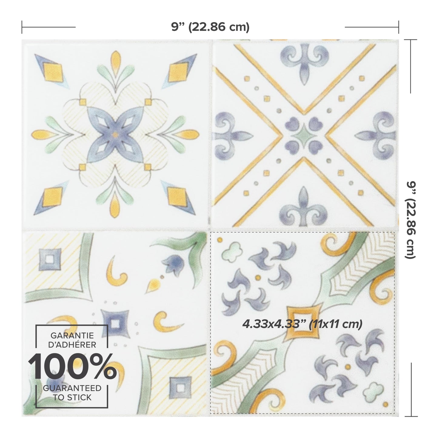 SMART TILES Peel and Stick Backsplash - 5 Sheets of 9" x 9" - 3D Adhesive Peel and Stick Tile Backsplash for Kitchen, Bathroom, Wall Tile