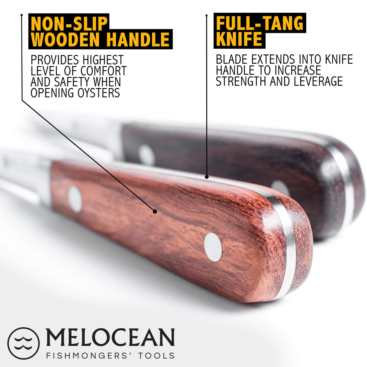Melocean Oyster Shucking Knife Set of 2 - Professional Oyster Knife Shucker Clam Opener Kit in Lovely Box - Bonus Ebook and Brochure Included