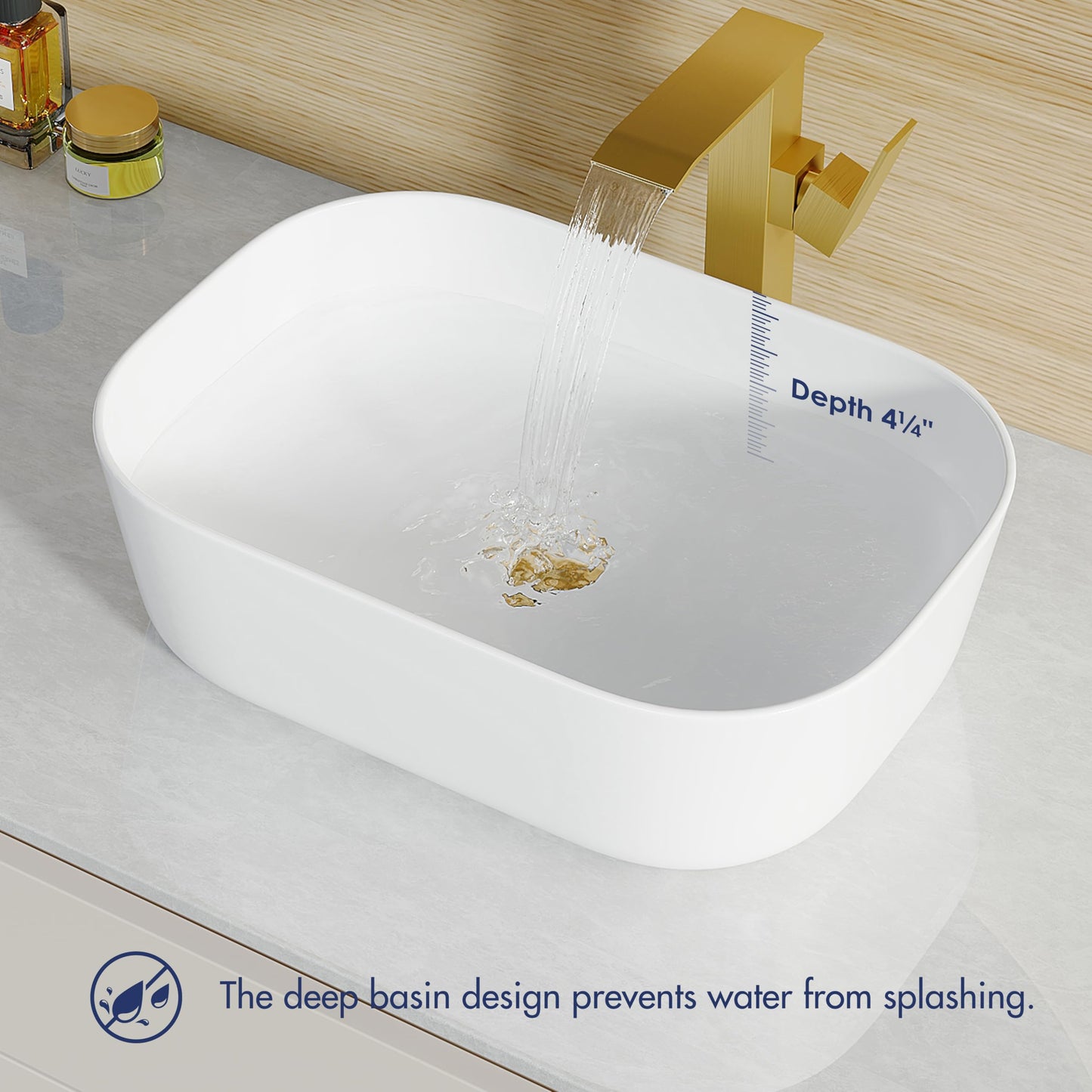 Bathroom Vessel Sink, Eridanus 18" x 13" White Vessel Sink Rectangular Bathroom Sink Porcelain Ceramic Vessel Sinks for Bathroom Vanity Sink Above Counter Basin