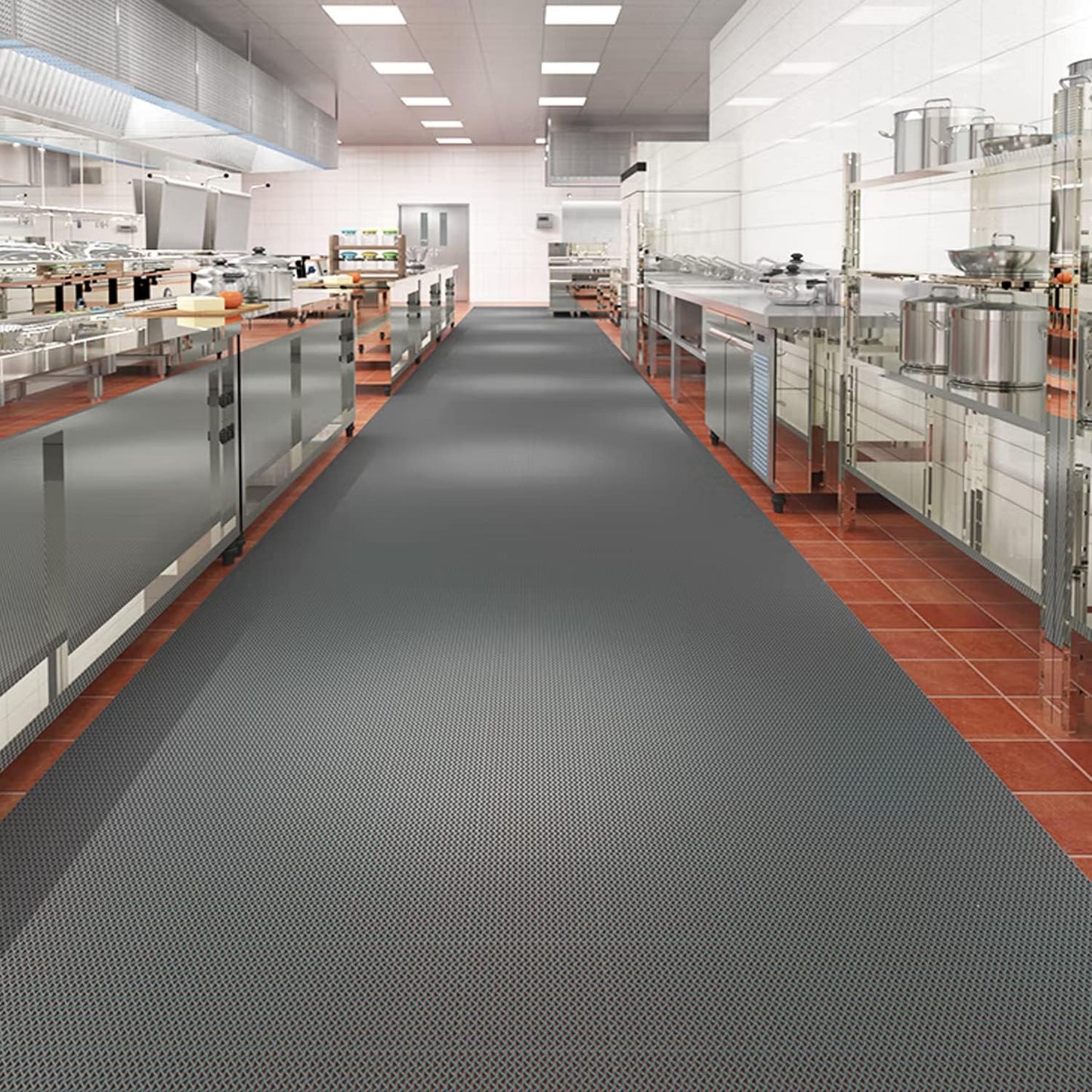 jxgzyy Commercial Drainage Mat PVC Non Slip Wet Area Commercial Floor Mat 3x16.4 Ft 0.22'' Thick Pool Drain Floor Mat Roll for Restaurant Bars Bathroom Patio Outdoor Indoor Rug (Grey)