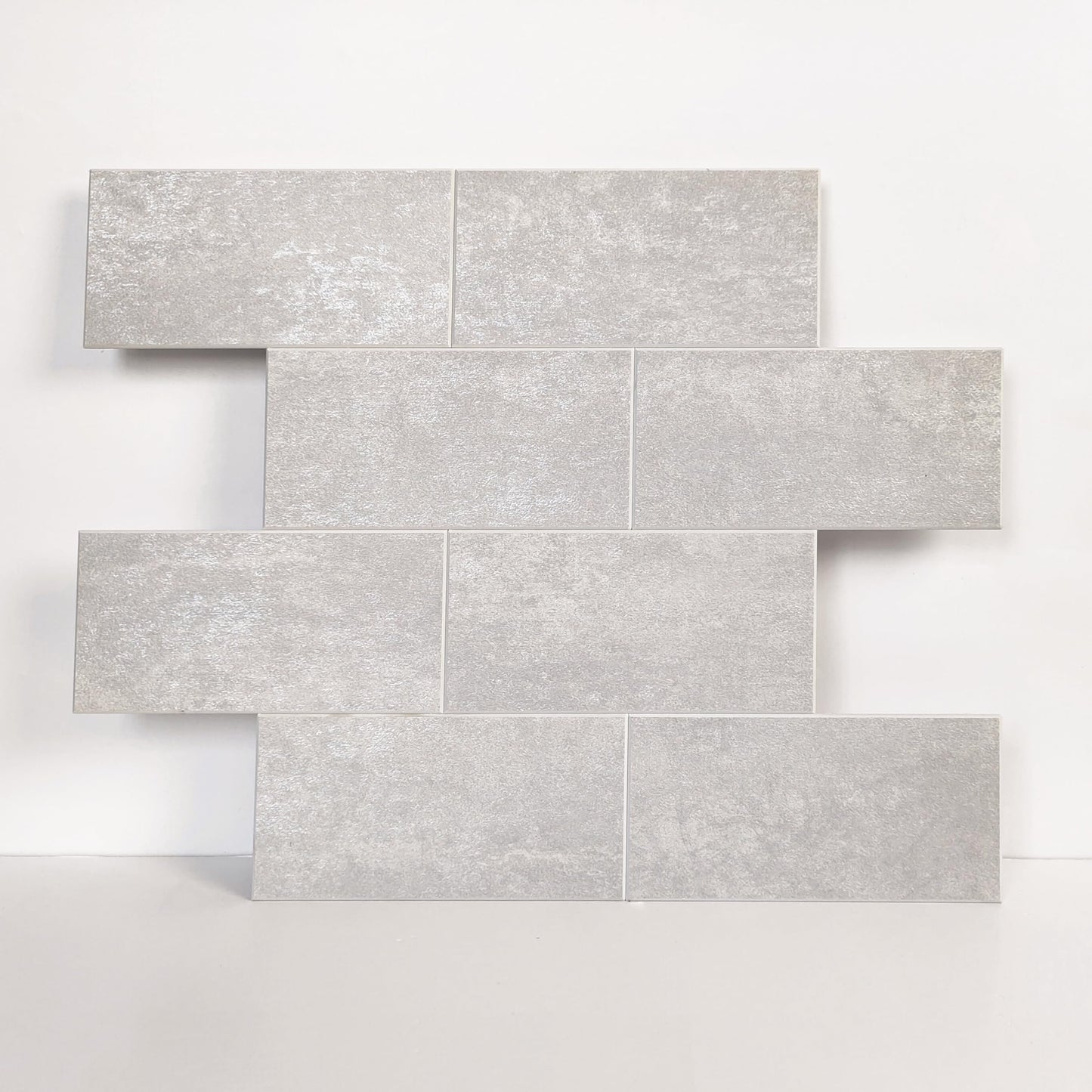 Colamo 10 Sheets Gray White Peel and Stick Backsplash Tile, Faux Stone Subway Tile for Kitchen Wall Backsplash, Bathroom Accent Wall, Stick On 12”x12” Adhesive Peel and Stick Tiles