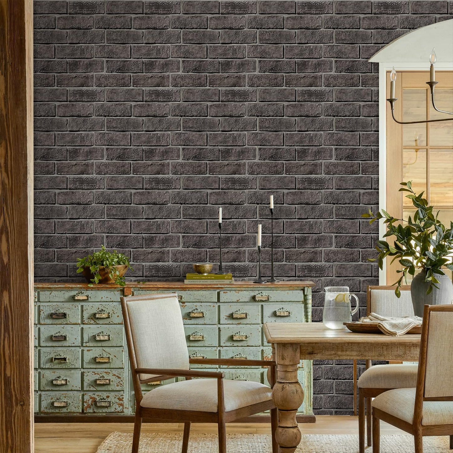 Commomy 3D Faux Brick Wallpaper Wall Tiles - 10 pcs 11.8" x 11.8" Small Size PVC Printable Brick Wall Panels Retro Brick Peel and Stick Backsplash for Kitchen, Bedroom, Living Room, RV