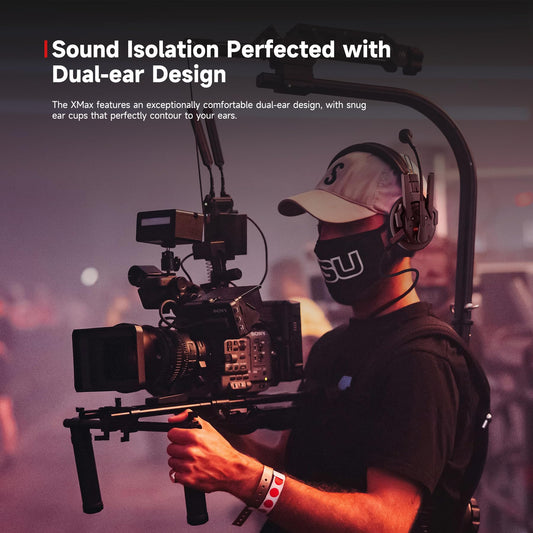 SYNCO Xtalk Xmax5 Wireless Intercom Headset System Dual-Ear for 5 Persons, Team Communication Headset 2.4GHz 1640ft 500M Long Distance Noise Reduction for Stage Performance Movie Shoot (Xmax5/5 PCS)
