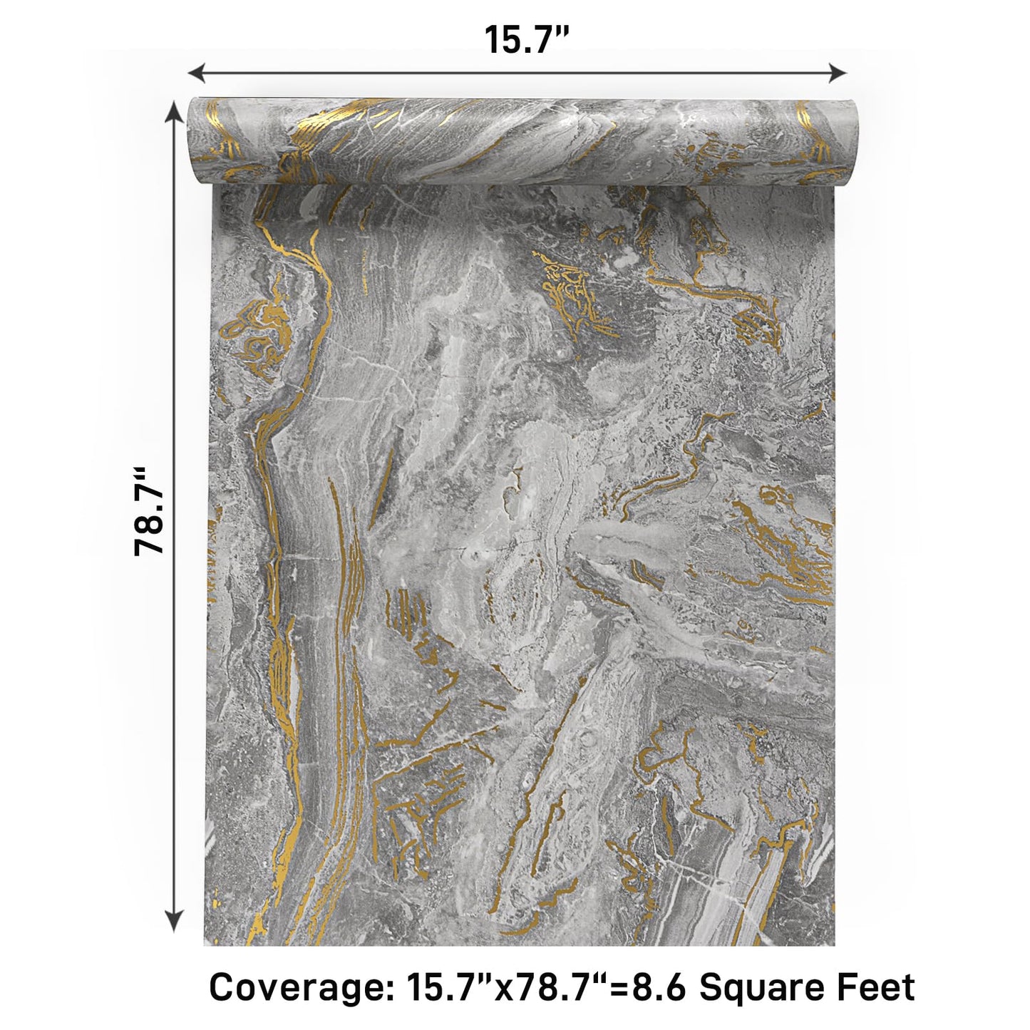 VaryPaper 15.7''x78.7'' Matte Marble Countertop Contact Paper Waterproof Grey Marble Wallpaper Peel and Stick Counter Top Covers for Kitchen Removable Self Adhesive Marble Vinyl for Table Desk Shelves