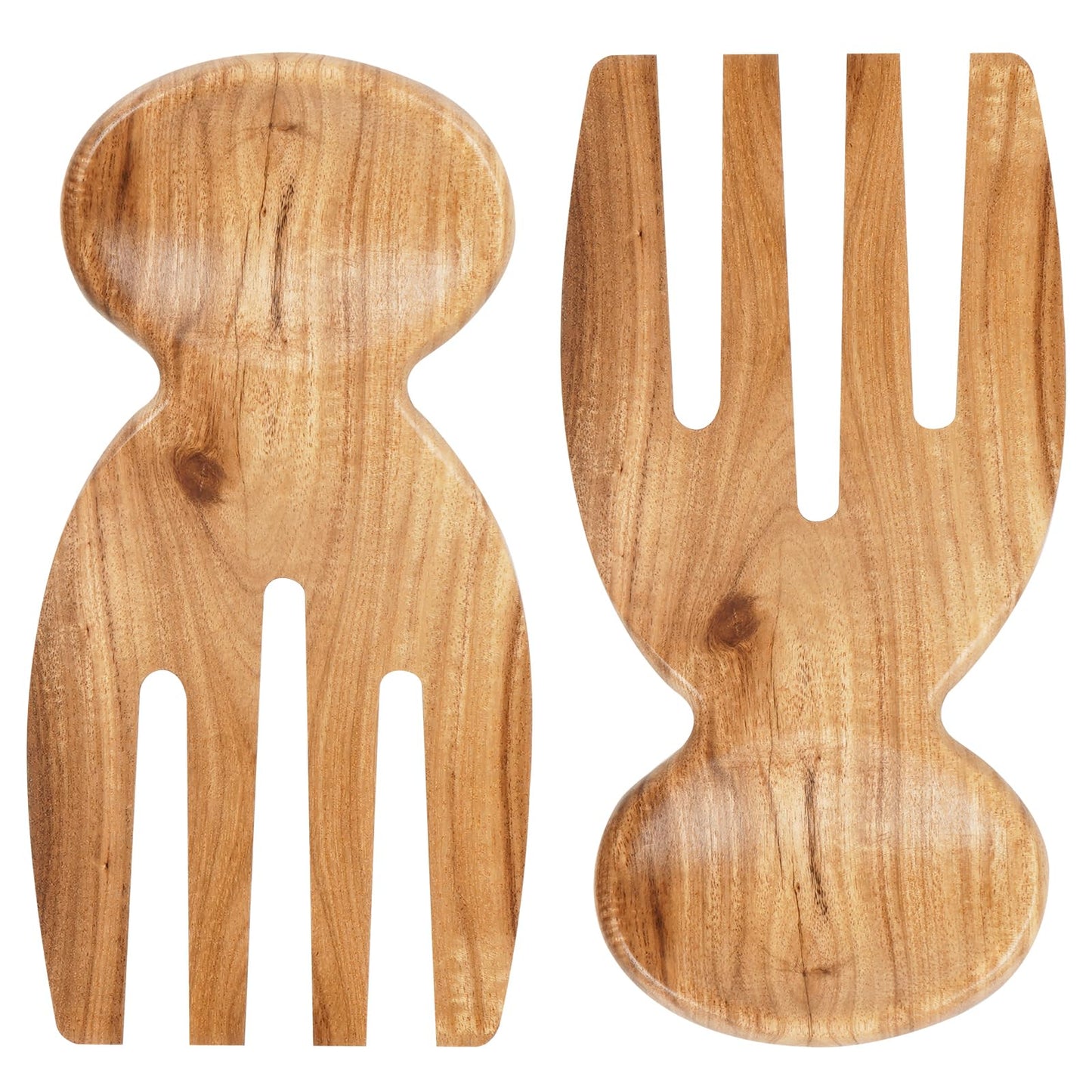 MYRAINBOW Salad Tongs, 2pcs Wood Salad Hands, Acacia Wooden Salad Tongs, Wooden Salad Serving Utensils for Tossing & Serving, 6.69" x 3", Kitchen Salad Servers Set, Ideal Gift for Home, Family,Friends