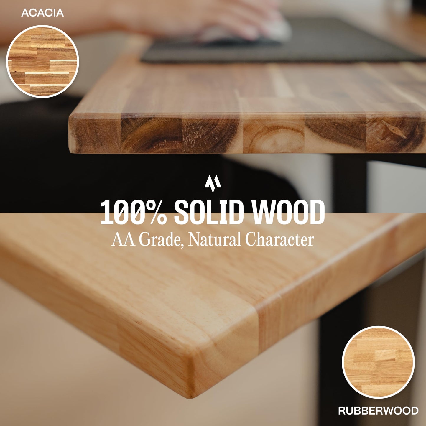 Solid Wood Desk Table Top – Pre-Finished 1.2” Thick Tabletop - Universal Fit for Standing Desks, Countertops & Workstations (55" x 24", Rubberwood)