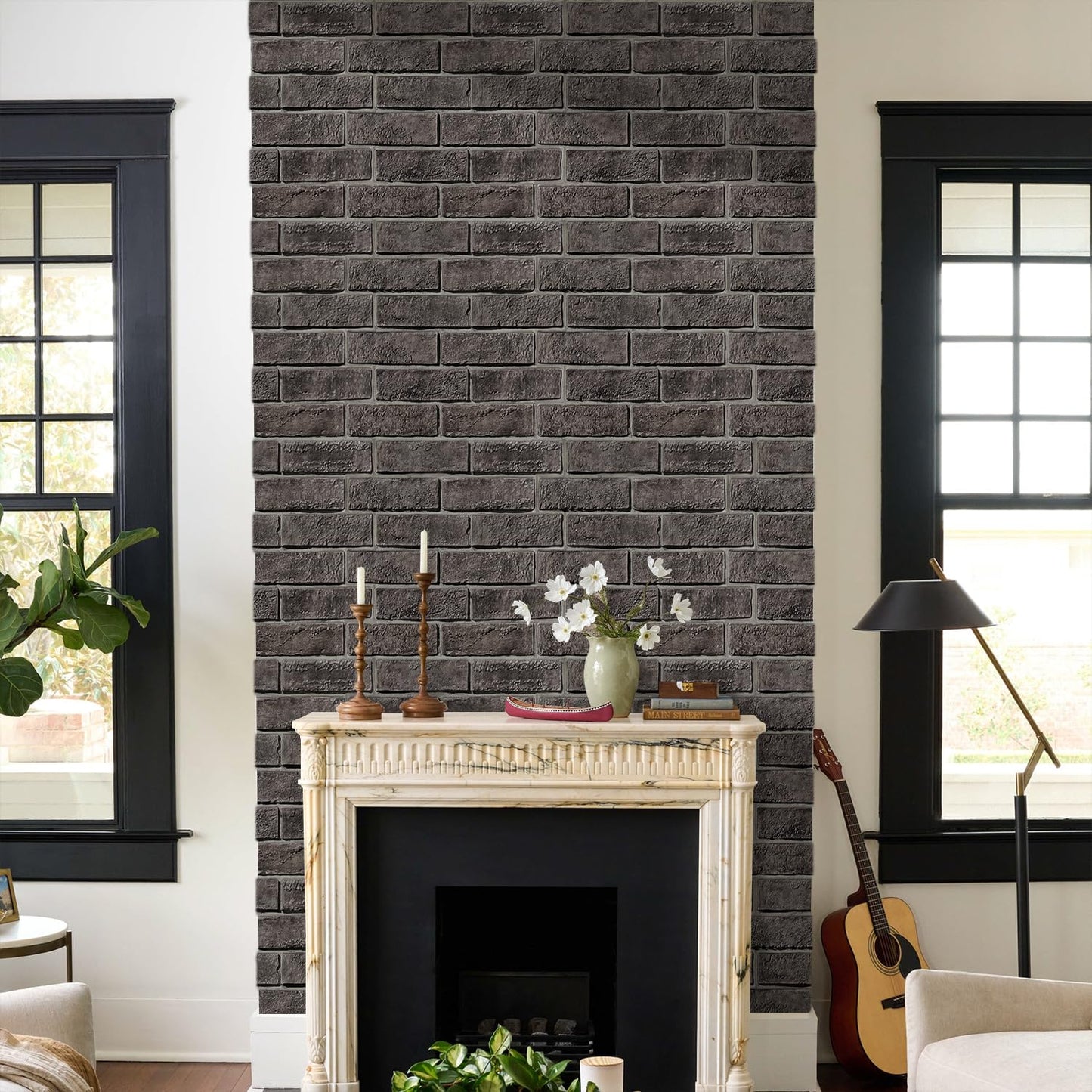 Commomy 3D Faux Brick Wallpaper Wall Tiles - 10 pcs 11.8" x 11.8" Small Size PVC Printable Brick Wall Panels Retro Brick Peel and Stick Backsplash for Kitchen, Bedroom, Living Room, RV