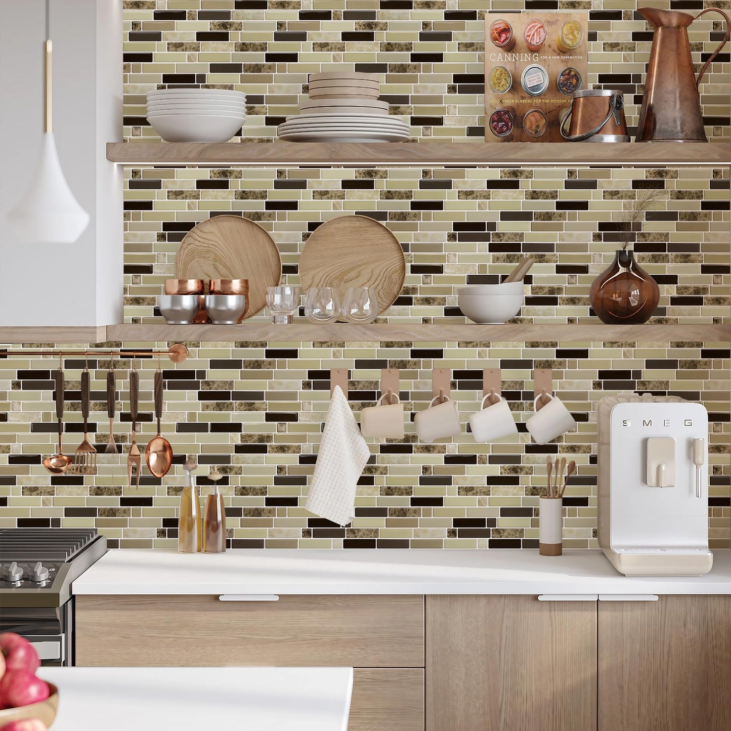 Vamos Tile 12" x 12" Peel and Stick Self Adhesive Kitchen Backsplash, Stick On Tile Backsplash for Kitchen & Bathroom(10 Sheets)