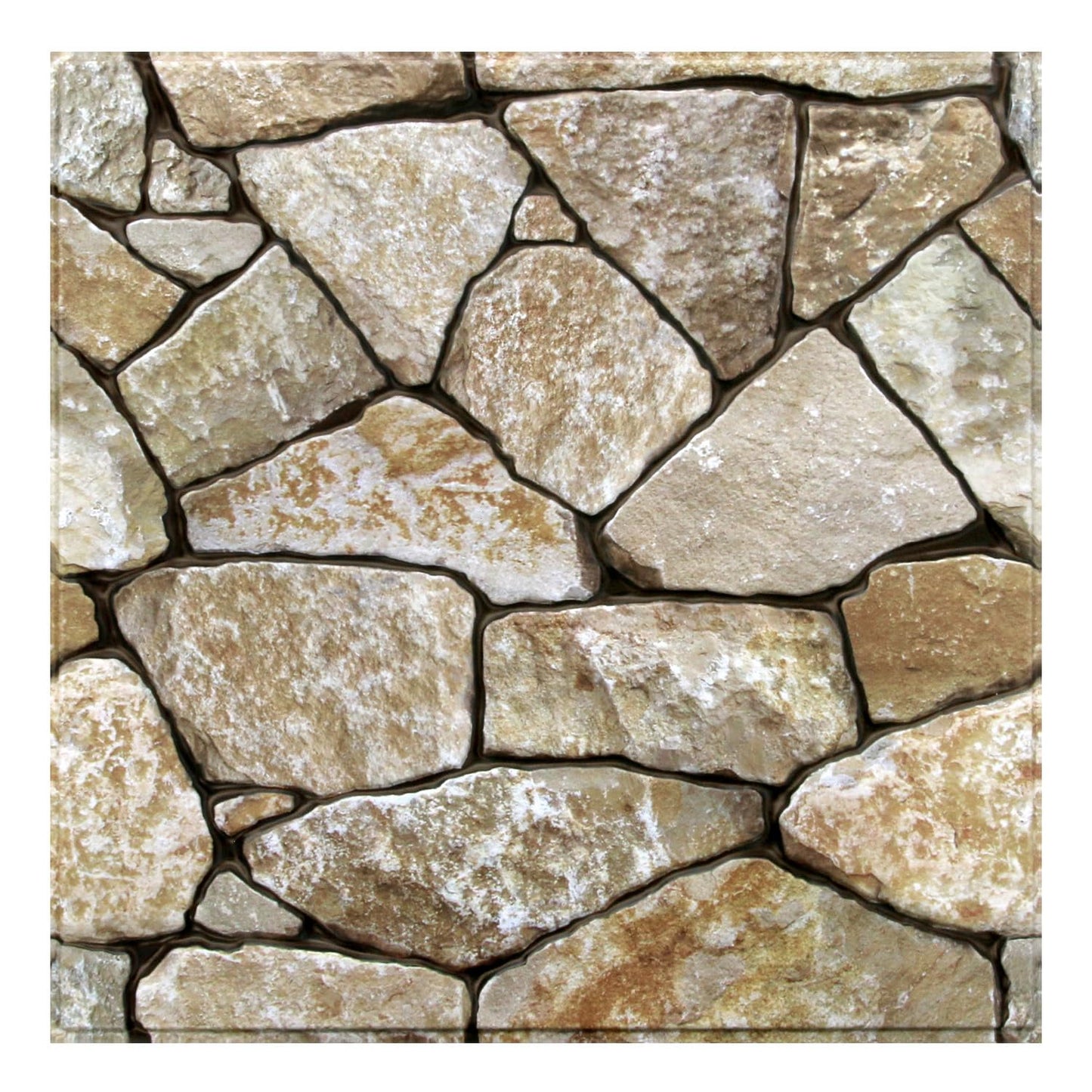 Commomy 3D Faux Stone Peel and Stick Wall Tiles - Fake Stone Wall Sticker 10 Pcs of 11.8" x 11.8" Thin Ultralight PVC Rock Wall Tile Interior Wall Covering Kitchen Backsplash,Interior Wall Decor