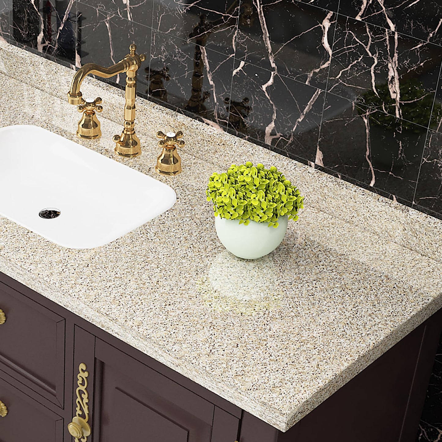Livelynine 24 X197inch Brown Granite Peel and Stick Countertops Waterproof Contact Paper for Bathroom Counter Top Covers Kitchen Wallpaper Self Adhesive Renter Friendly Countertop Vinyl Wrap Laminate